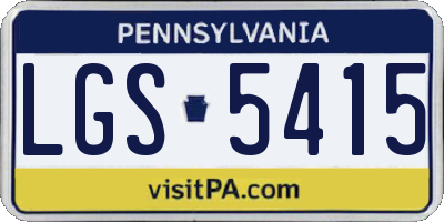 PA license plate LGS5415