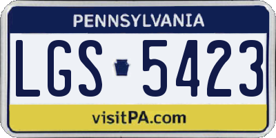 PA license plate LGS5423