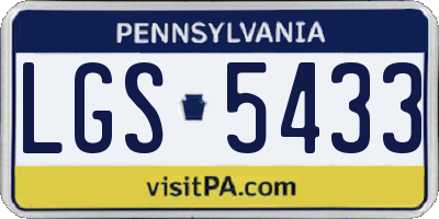 PA license plate LGS5433