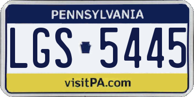 PA license plate LGS5445