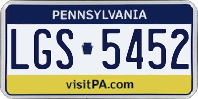 PA license plate LGS5452