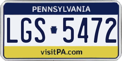 PA license plate LGS5472