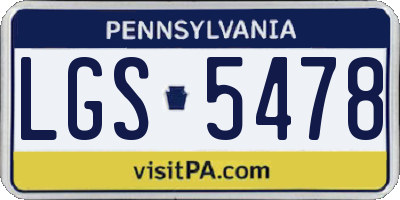 PA license plate LGS5478