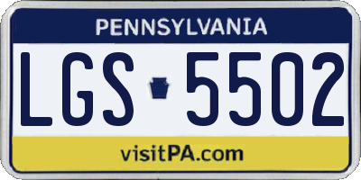 PA license plate LGS5502