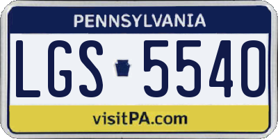 PA license plate LGS5540