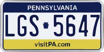 PA license plate LGS5647