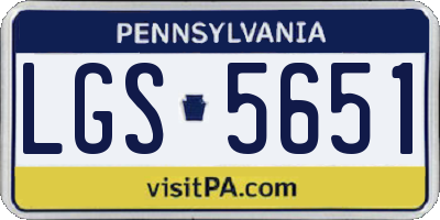 PA license plate LGS5651