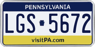 PA license plate LGS5672