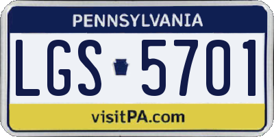 PA license plate LGS5701
