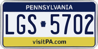 PA license plate LGS5702