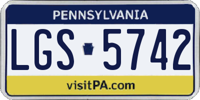 PA license plate LGS5742