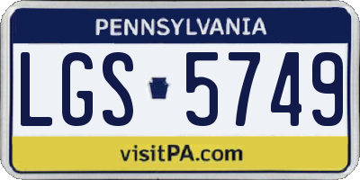 PA license plate LGS5749