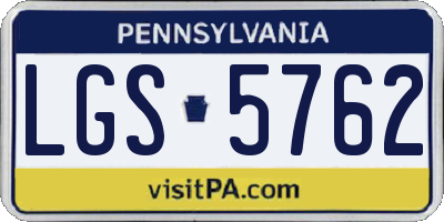 PA license plate LGS5762