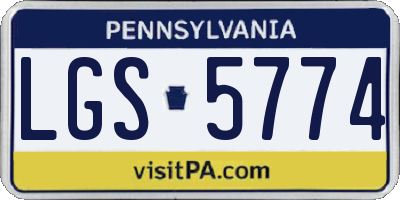 PA license plate LGS5774