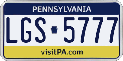 PA license plate LGS5777