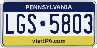 PA license plate LGS5803