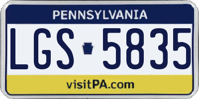 PA license plate LGS5835