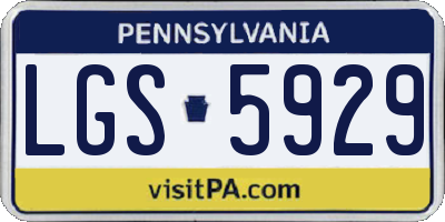 PA license plate LGS5929