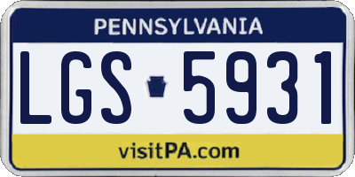 PA license plate LGS5931