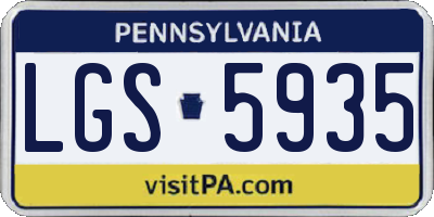 PA license plate LGS5935