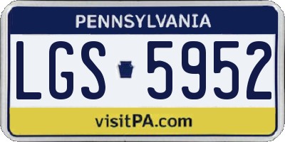 PA license plate LGS5952