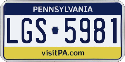 PA license plate LGS5981