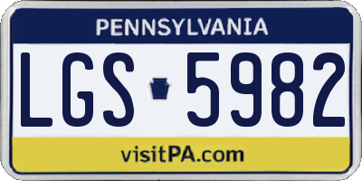 PA license plate LGS5982