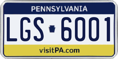 PA license plate LGS6001