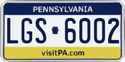PA license plate LGS6002
