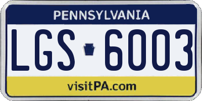 PA license plate LGS6003