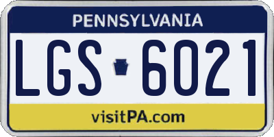 PA license plate LGS6021