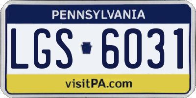 PA license plate LGS6031