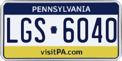 PA license plate LGS6040