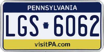 PA license plate LGS6062