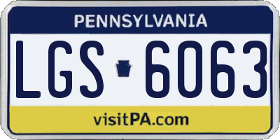 PA license plate LGS6063