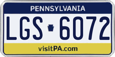 PA license plate LGS6072