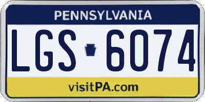 PA license plate LGS6074