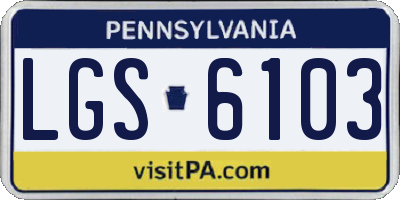 PA license plate LGS6103