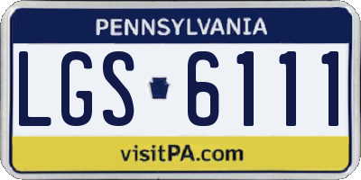 PA license plate LGS6111
