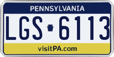 PA license plate LGS6113