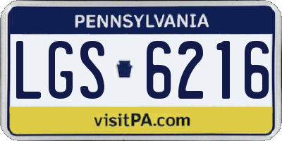 PA license plate LGS6216
