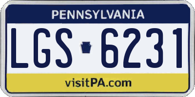 PA license plate LGS6231