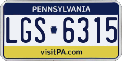 PA license plate LGS6315