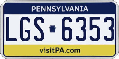 PA license plate LGS6353