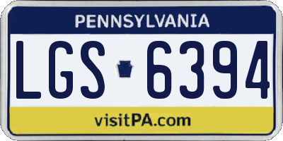 PA license plate LGS6394