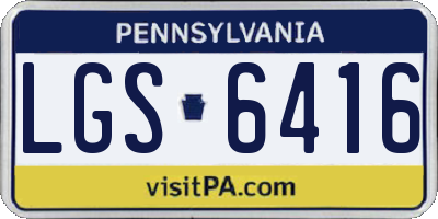 PA license plate LGS6416