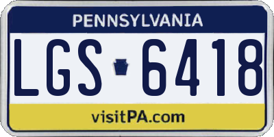 PA license plate LGS6418