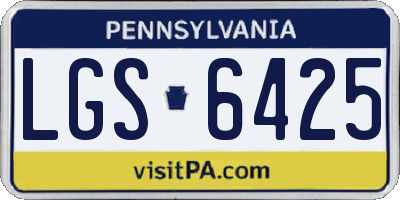 PA license plate LGS6425