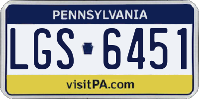 PA license plate LGS6451