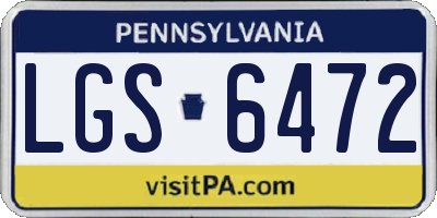 PA license plate LGS6472